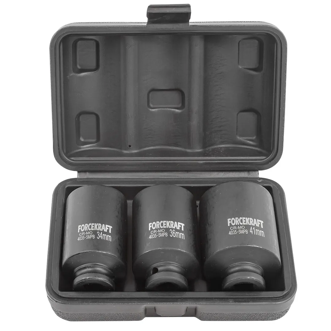 Набор глубоких ударных головок 3 пр., 1/2" 6-гр ForceKraft FK-4035-5MPB