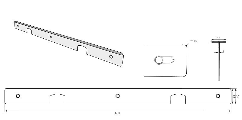 Планка соединительная к столешнице 38 Egger с открытым торцом алюминий AKS 121149