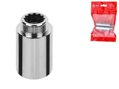 Удлинитель 3/4" вн.-нар.х50 мм усиленный ХРОМ, инд. упак. AV Engineering AVE301049
