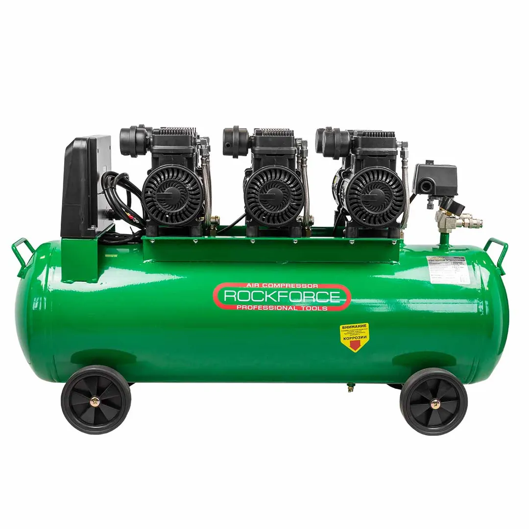 Компрессор поршневой с прямым приводом, 6 цилиндров, безмасляный, ресивер 100 л, 3.3 кВт, 8 бар, 630 л/м, 230В RockForce RF-TB265-100 OIL FREE