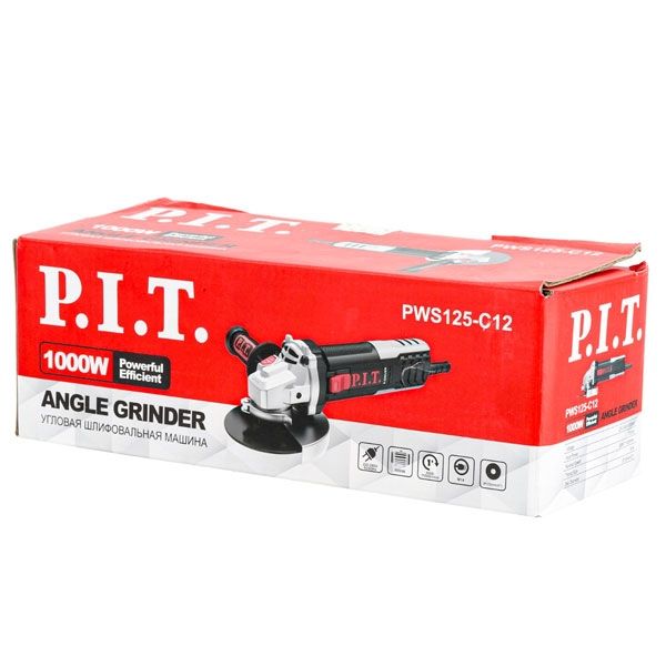 Шлифмашина угловая электрич., 1000Вт, 125мм, 3500-11000, М14, компаунд, подшипник PIT PWS125-C12