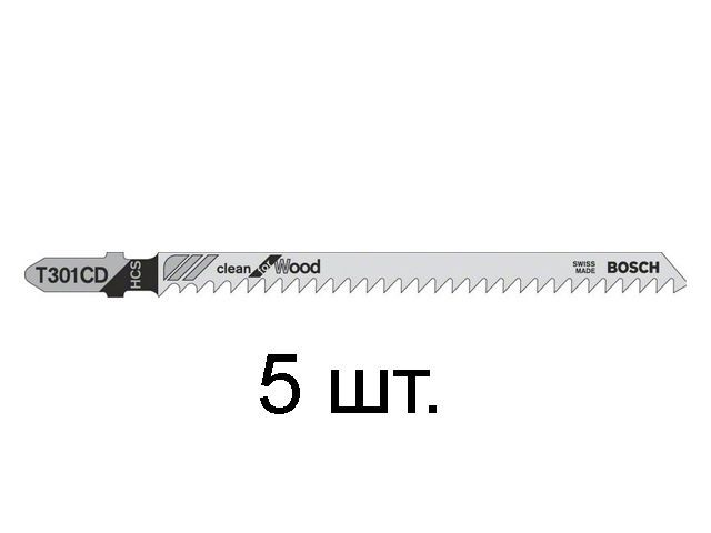 Пилка для лобзика T 301 CD Clean for Wood 5 шт. BOSCH (2608637590)