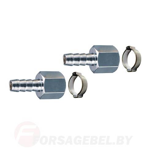 Переходник, внутр. резьба 1/4"-"елочка" 6 мм, с обжимным кольцом, 2 шт FUBAG 180440 В