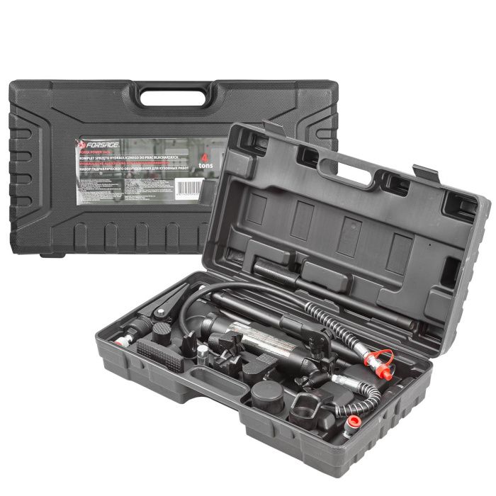 Цилиндр гидравлический 4 т, с насосом и комплектом надставок, набор для кузовных работ Forsage F-70402S