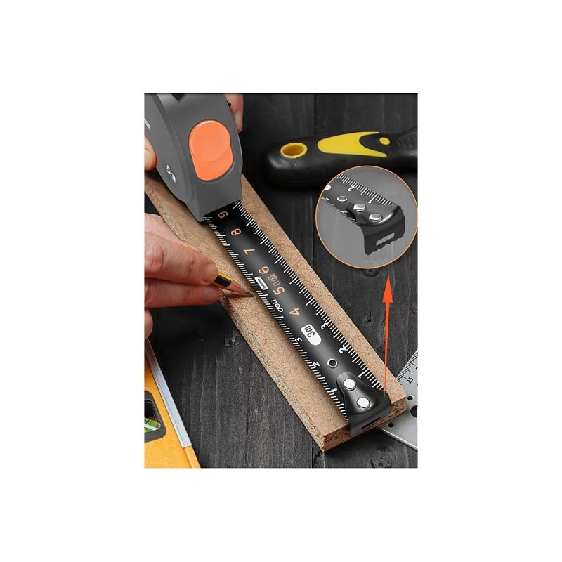 Рулетка Deli HS HT8519C, 5 м х 19 мм, Soft Touch, оранжевый