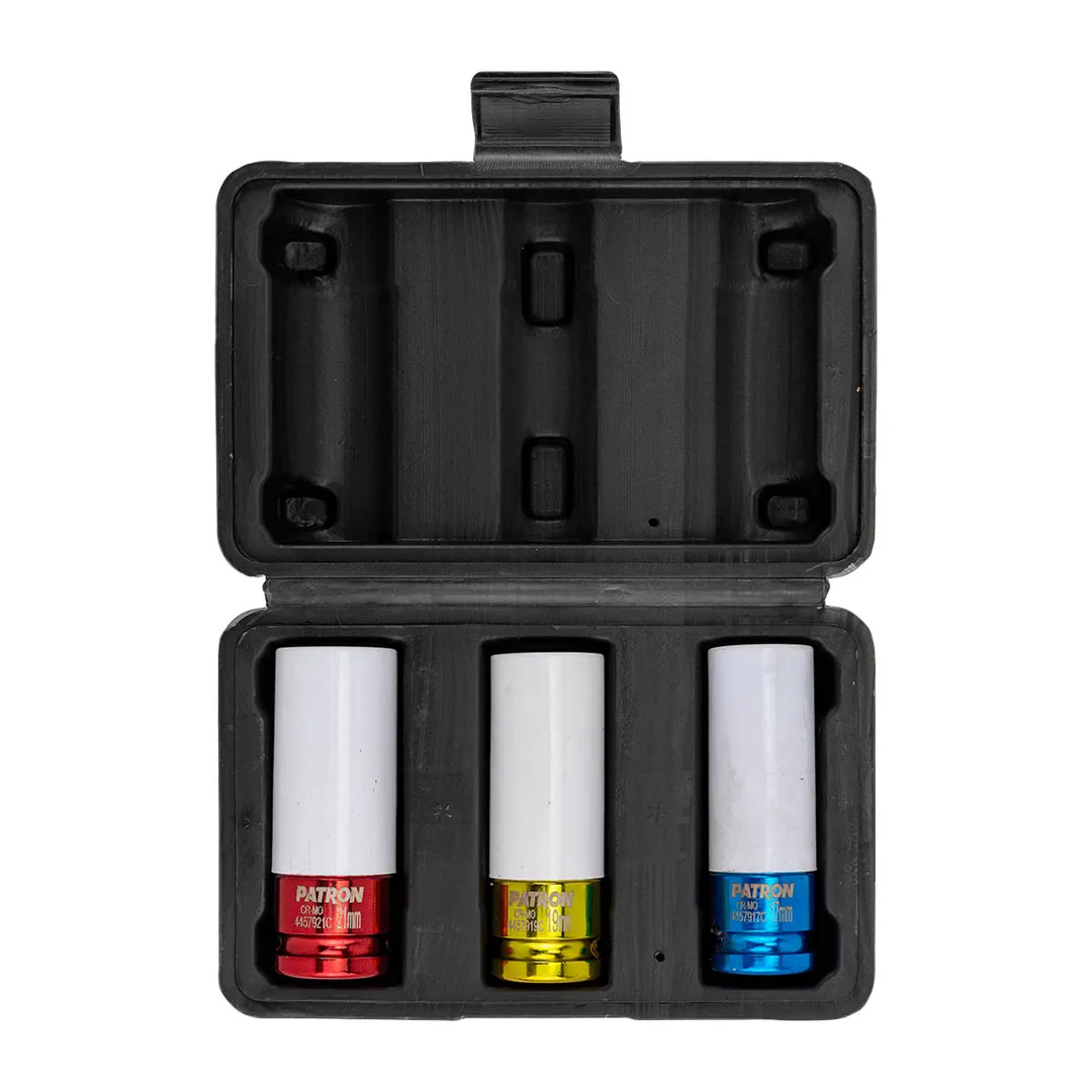 Набор ударных тонкостенных головок 17, 19, 21 мм 1/2'' 3 пр PATRON P-4032