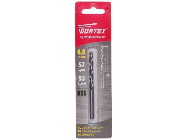Сверло по металлу ц/х 6.0х57х93 мм HSS WORTEX WDB060093M2111