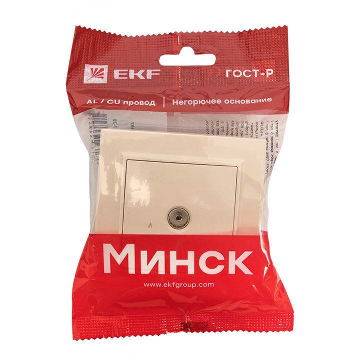 Розетка TV 1-мест, СП бежевый 75Ом 5-862МГц Минск EKF ERA00-027-20