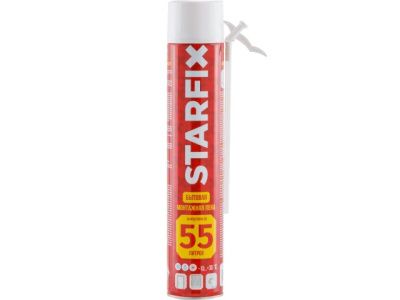 Пена монтажная бытовая всесезонная Foam 55 750 мл выход пены до 55 л STARFIX SM-65855-1