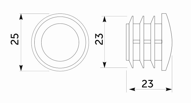 Заглушка внутр. трубы d25, 507D, 0,8мм полушар, хром AKS LIGHT 87966