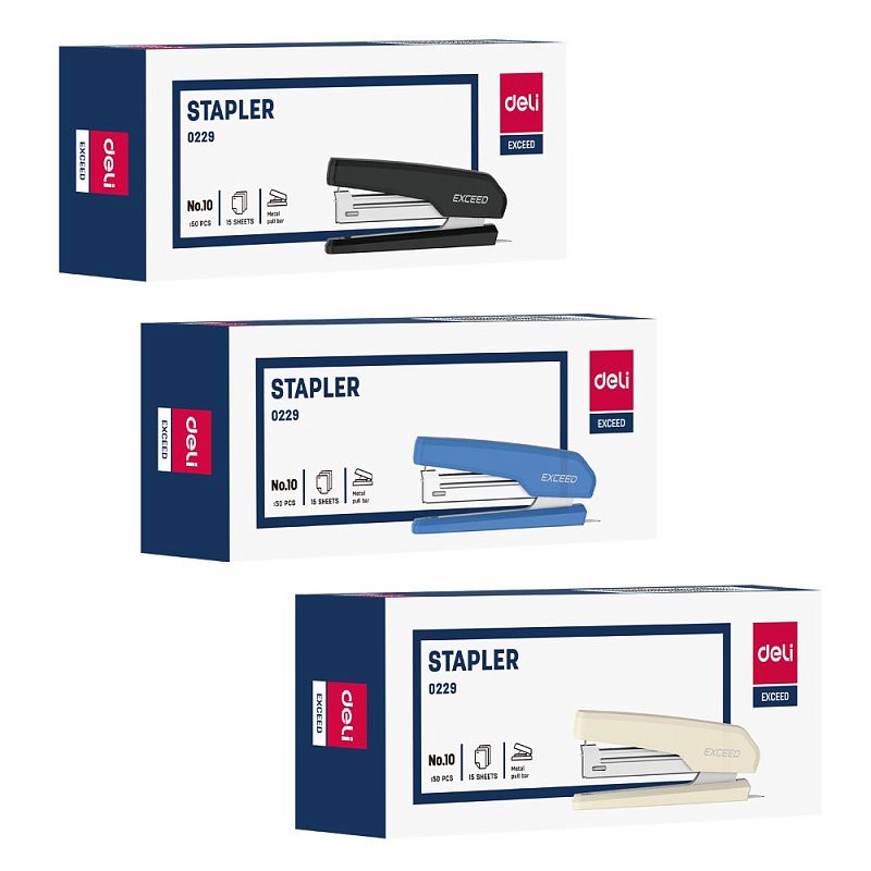 Скобосшиватель "Deli Exceed 0229", 15 листов, ассорти