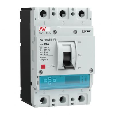Автоматический выключатель AV POWER-1/3 100А 50kA ETU6,2 EKF AVERES mccb-13-100-6.2-av