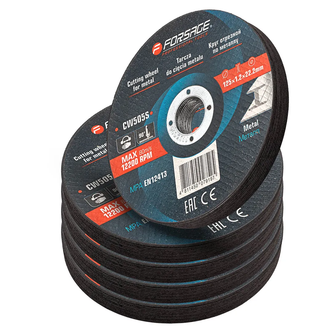 Круг отрезной по металлу и нержавеющей стали 125x1.2x22.2 мм, к-т 50 шт Forsage F-CW505S[к-т 50 шт.]