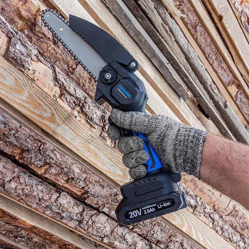 Пила цепная аккумуляторная, 2 шины, 4 цепи, 1 АКБ Li-ion 20V, 2.0Ah, з/у Forsage F-CSR1018E