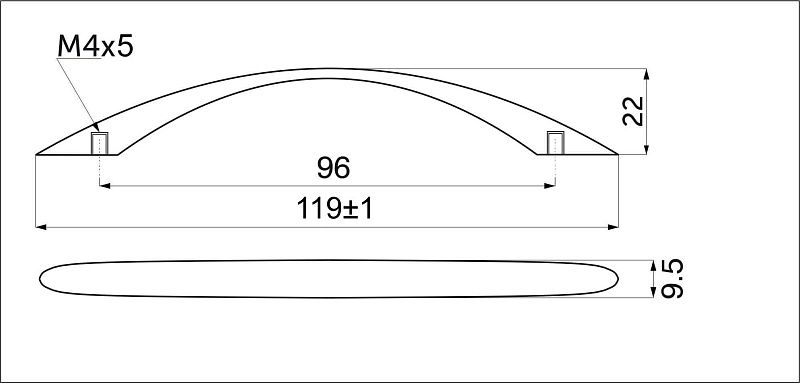 Ручка меб. скоба мет. US26 96 мат. хром AKS 62147