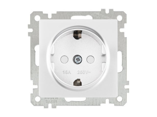 Розетка 1-ая, скрытая, с/з, шторки белая, ELITRA, 16 A, 250 V, IP 20 Mutlusan 2270 605 0201