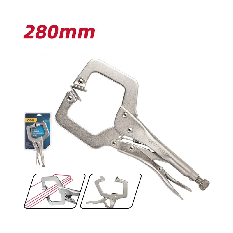 Клещи зажимные С-образные с фиксатором 280 мм Deli YS DL20011