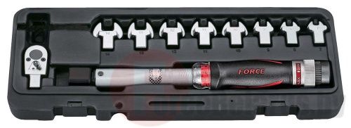 Ключ динамометрический 1/4'' 6-30 Нм со сменными рожковыми насадками 11 пр. Force 64710