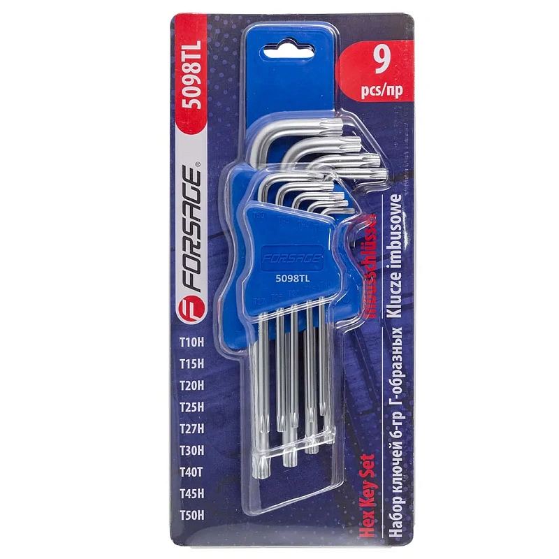 Набор длинных ключей Torx с отверстием 9 пр. Forsage F-5098TL