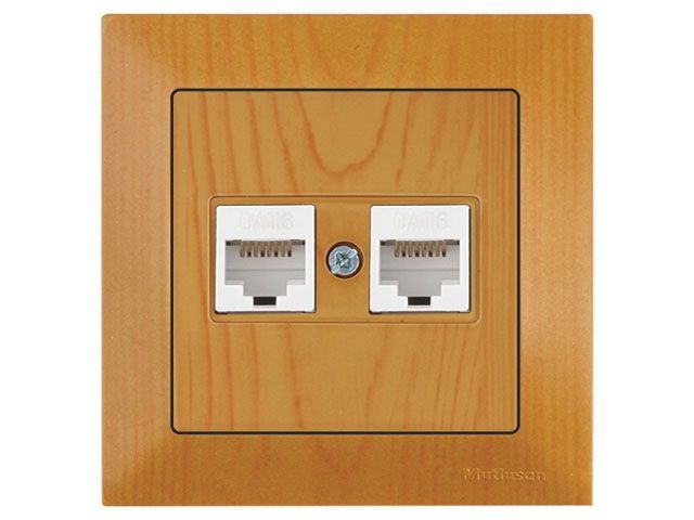 Розетка компьютерная 2xRJ45, Cat6, скрытая, дуб, DARIA, , 2xRJ 45, 8-pin, соединения типа 568A или 568B, Mutlusan 21201410158