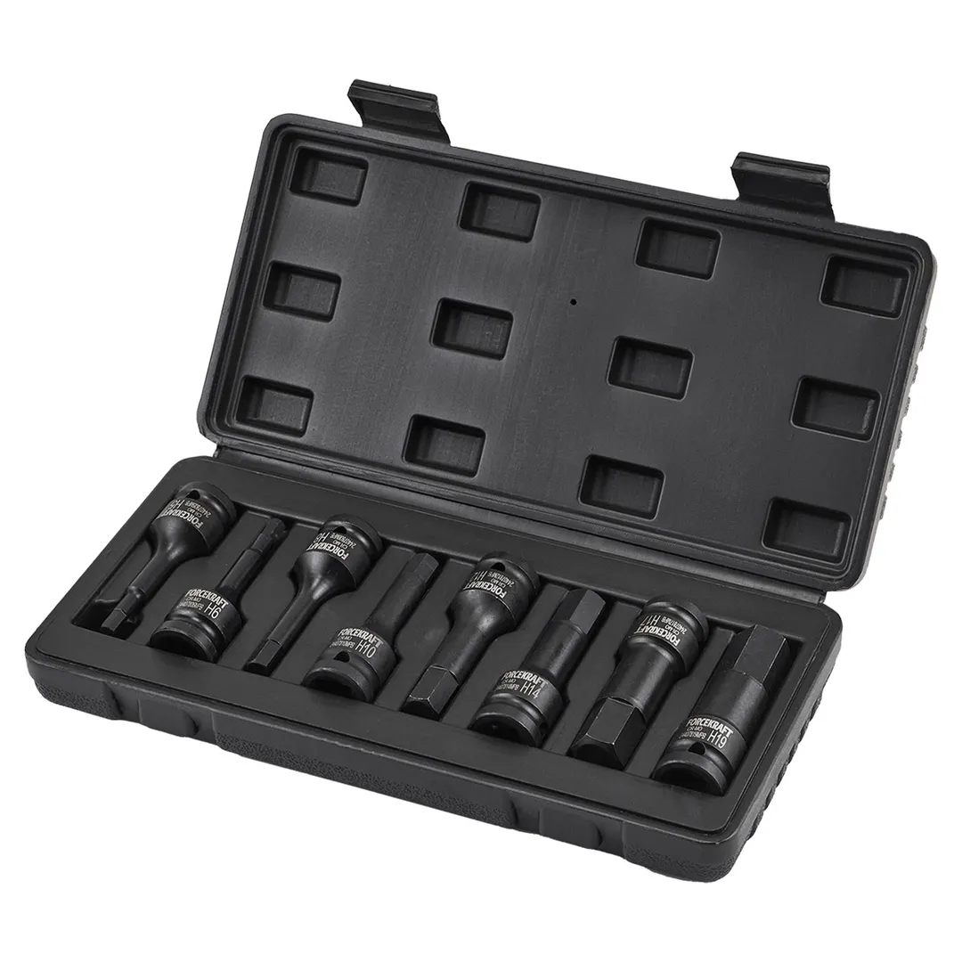 Набор ударных головок-бит HEX H5-H19 1/2'' 8 пр ForceKraft FK-4087MPB