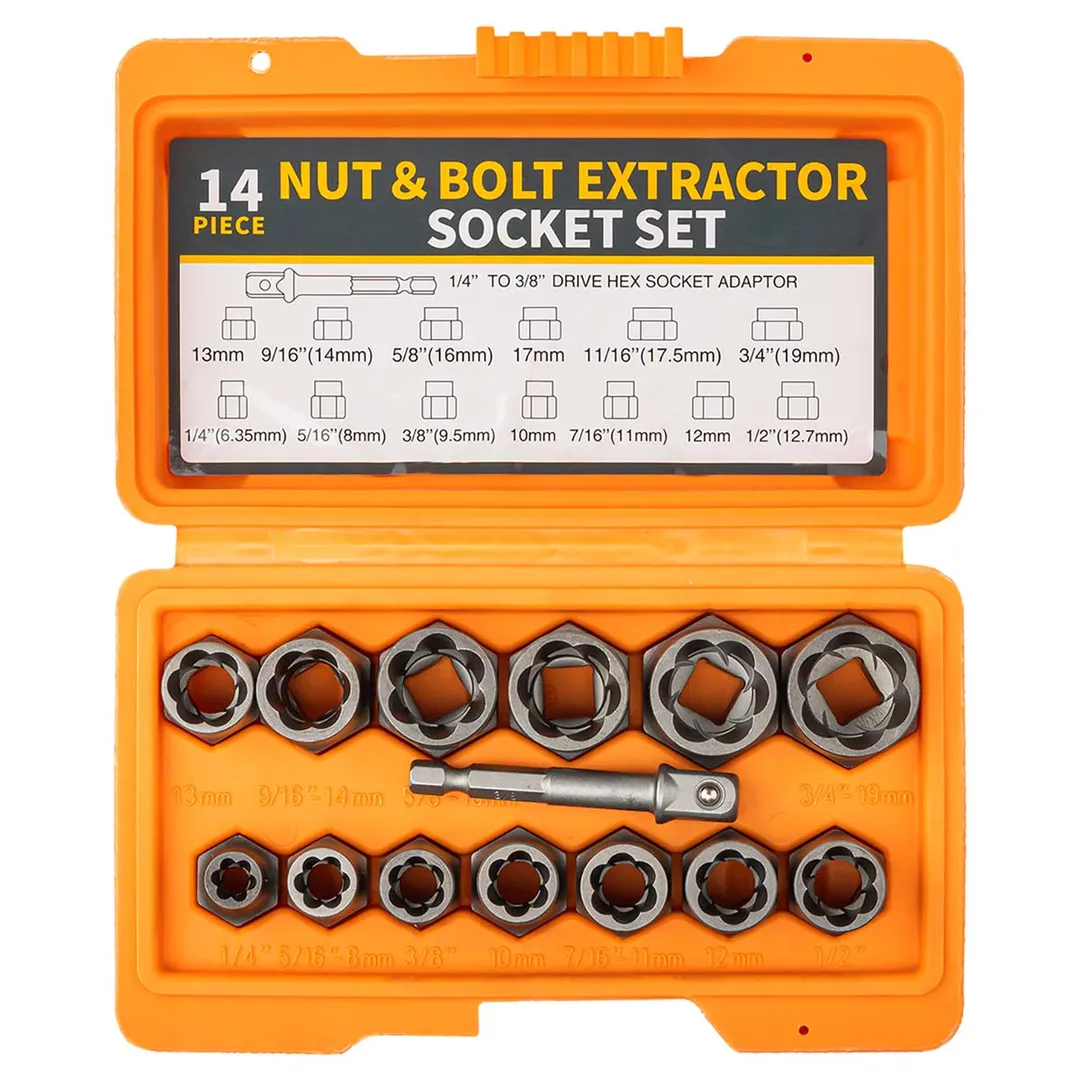 Набор головкок-экстракторов для извлечения поврежденных болтов/гаек 14 пр Partner PA-1321S