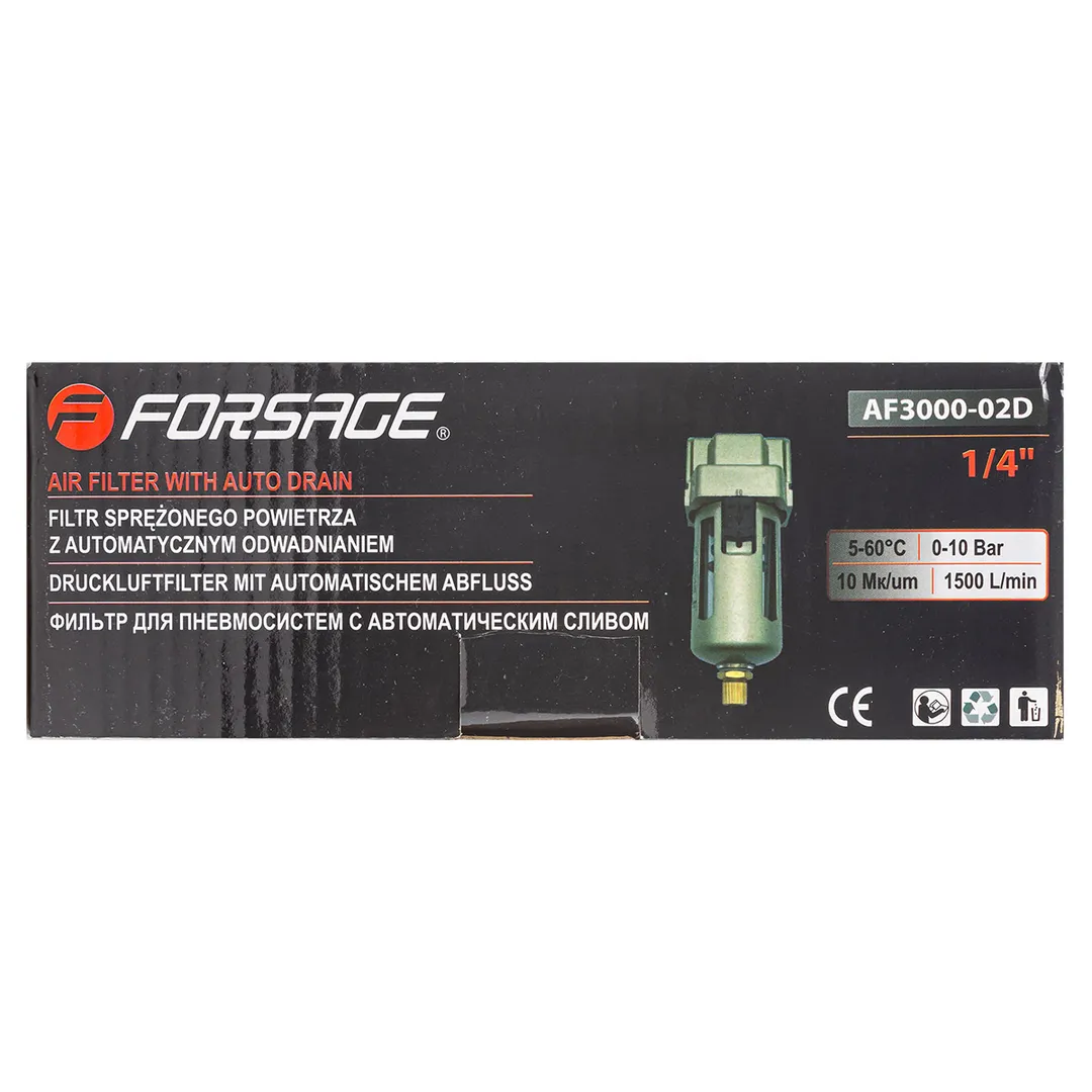 Фильтр воздушный для пневмосистем 1/4", с автоматическим сливом Forsage F-AF3000-02D