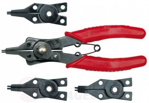 Съемник стопорных колец со сменными губками прямой/угловой, сжим/разжим 150 мм Vorel 43510