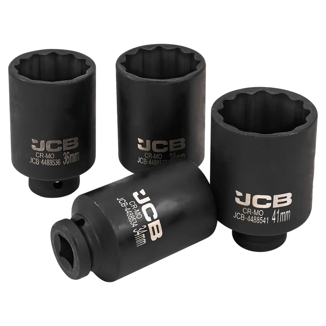 Набор головок ударных глубоких 34, 36, 38, 41 мм 4 пр 1/2'' 12-гр JCB JCB-4045-9MPB