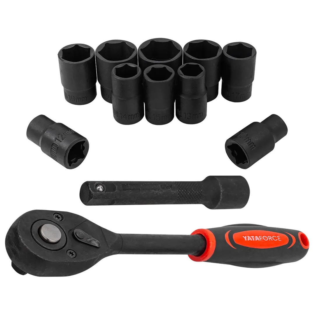Набор ударных головок 10-24 мм 1/2'' 6-гр 12 пр YATAFORCE YF-012-5K