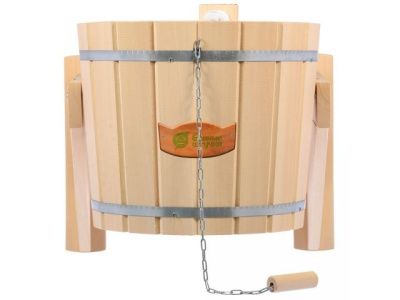 Русский душ 16 л., липа, обливное устройство c пластиковой вставкой и наливным клапаном, Банные штучки 33220