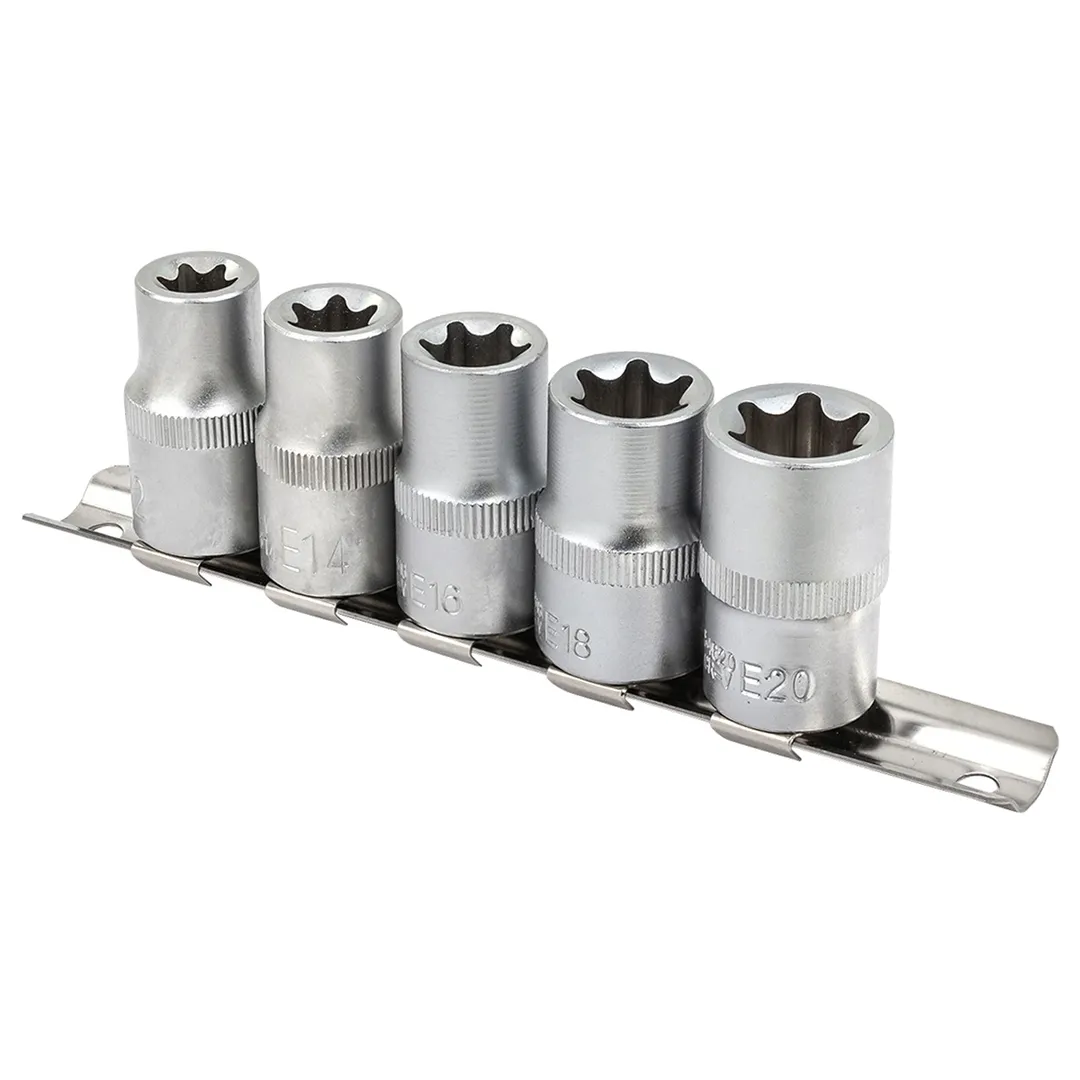 Набор головок Е-профиль E12-E20 1/2'' 5 пр на планке Forsage F-4053