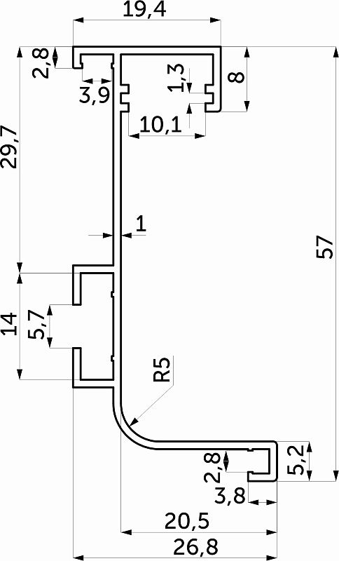 Профиль алюм. GOLA L-образный, 5.5м, LED, матовое золото AKS 113144