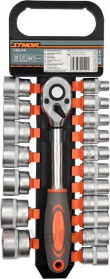 Набор торцевых головок головки + трещотка 1/2'' 19 пр. Sthor 58634