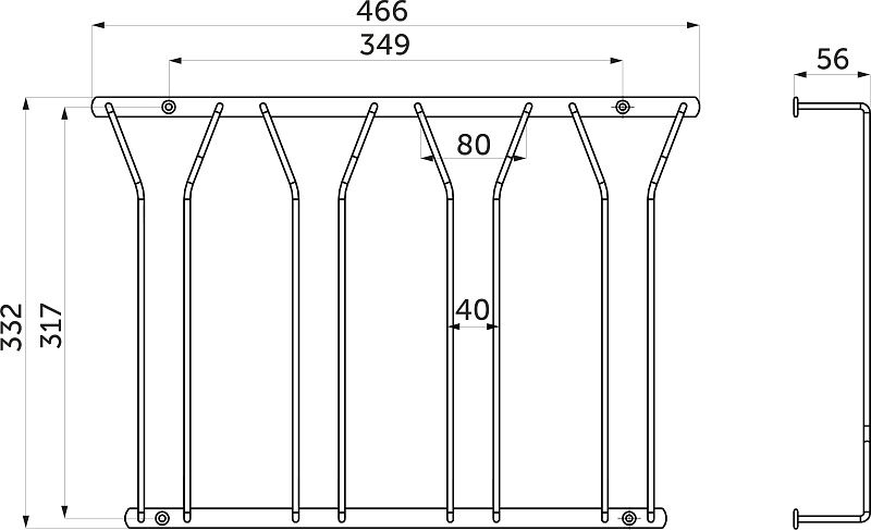 Держатель подвесной для бокалов четырехрядный, графит AKS 123876