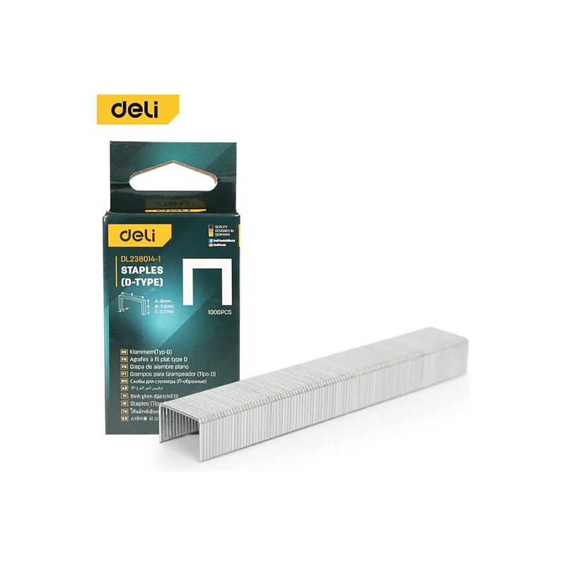 Скоба D Deli EDL238014-1, 12х11,2 мм, 1000 шт.