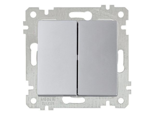 Выключатель 2-клав., скрытый, без рамки, винт. зажим, серебро, RITA, 10 A, 250 V, IP 20, Mutlusan 22004020282