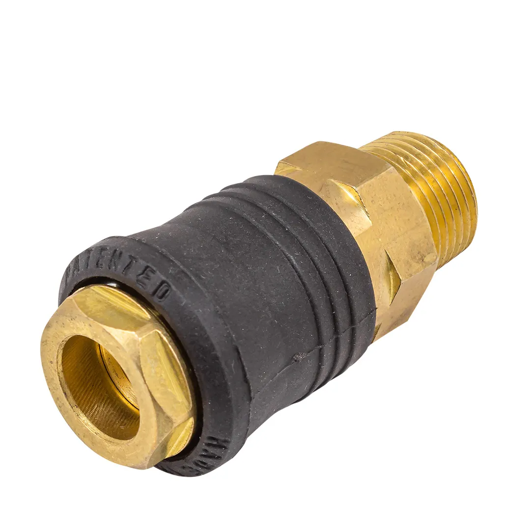 Быстроразъем пневматический с клапаном, "мама"-наруж. резьба 3/8", ONE TOUCH RockForce RF-SE6-3SM