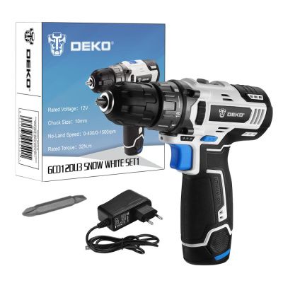 Дрель-шуруповерт аккумуляторная GCD12DU3 SNOW WHITE SET1 DEKO 063-4170