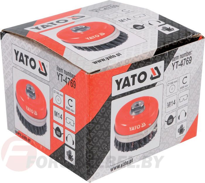Щётка-крацовка чашка крученная с кольцом 100 мм М14 Yato YT-4769