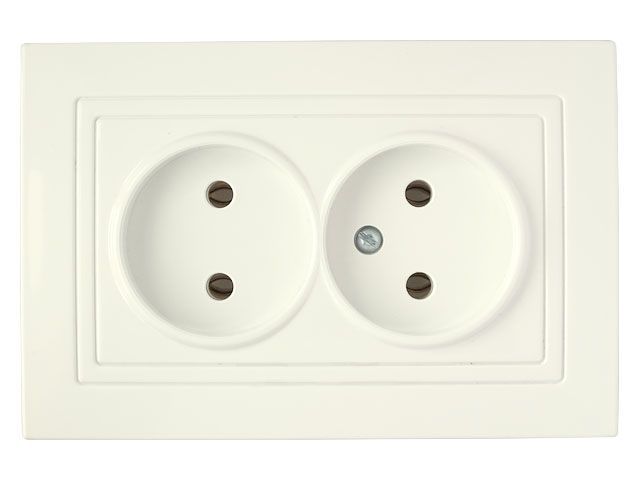 Розетка 2-ая (скрытая, б/з) бежевая, Уют, Bylectrica РС16-343беж