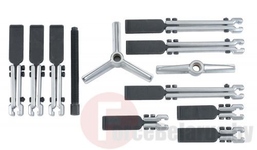 Универсальный переставной 2 и 3 лапый съёмник подшипников Force 66627 (L=150/220/300 мм) 12 пр.