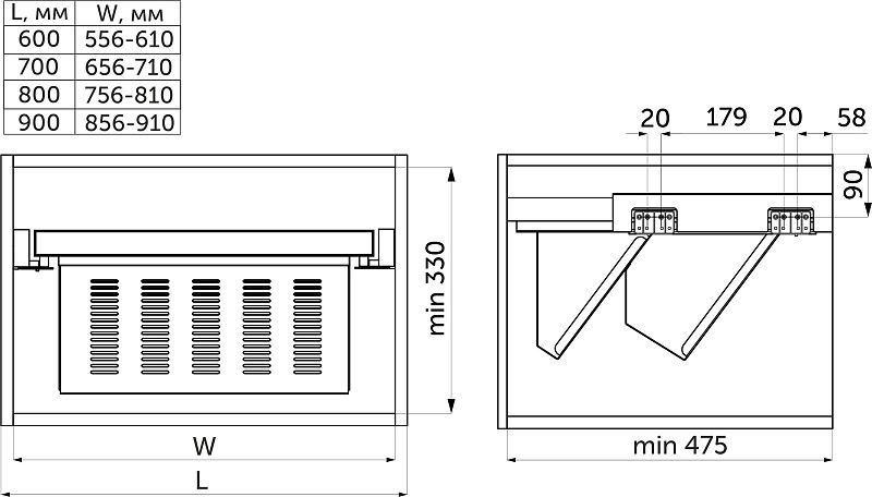 Выдвижная полка для обуви 700 BRUNO, графит PRIME by AKS 122761