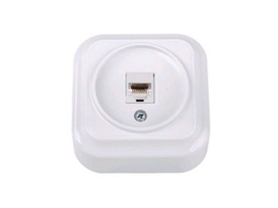 Розетка 1-ая компьютерная (открытая) белая,Вариант, Bylectrica РК18-5111