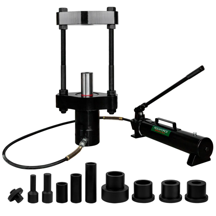 Выпресовщик шкворней гидравлический 75 т, ход поршня-125 мм, Ø шкворня 80 мм, max ширина балки 187 мм, масло 2.2л, t-10°+50°C RockForce RF-R1339