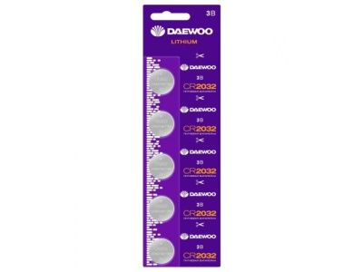Батарейка CR2032 3V lithium 5 шт., литиевая DAEWOO 5030268