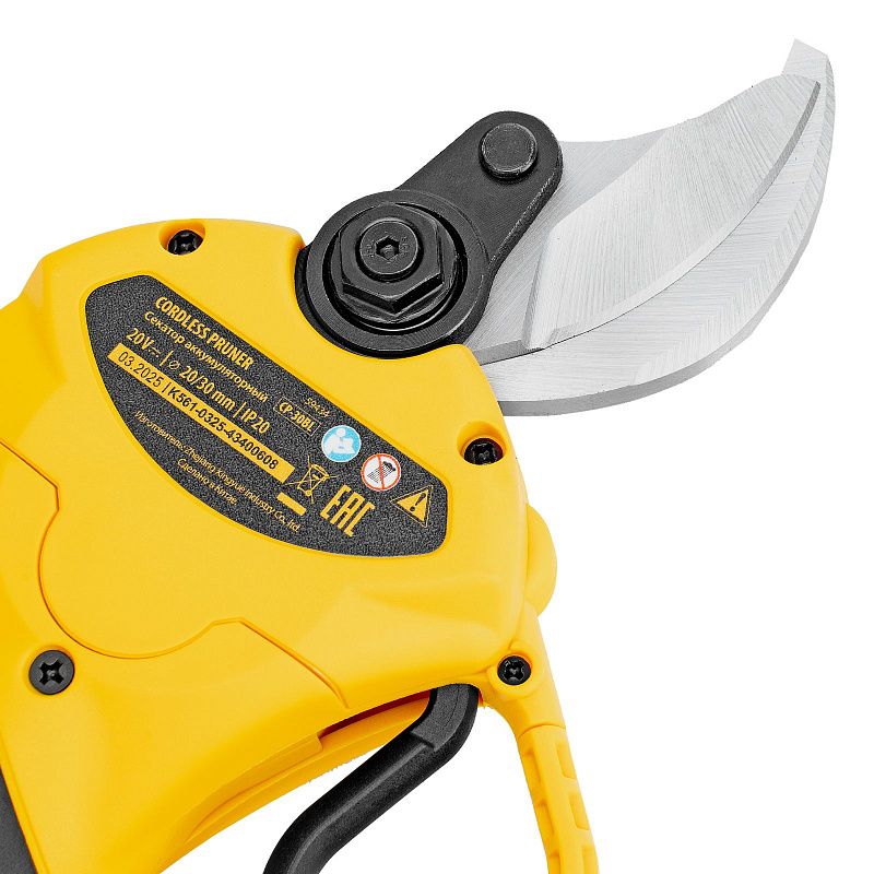 Секатор аккумуляторный, бесщет., CP-30BL, Li-Ion, 20 В, лезвия SK5 Denzel 59434