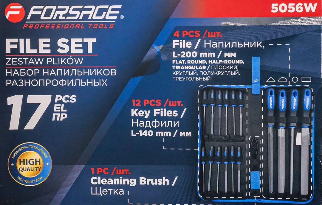 Набор напильников разнопрофильных, 17 шт Forsage F-5056W