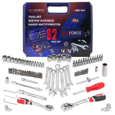 Набор инструментов 82 пр. 1/4''&3/8'', 6-гр. YATAFORCE YF-4821-5DS