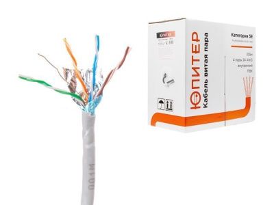 Кабель витая пара F/UTP Cat5E 4х2х24AWG, 0.51мм 305м, медь, внутр., ПВХ Юпитер JP3010
